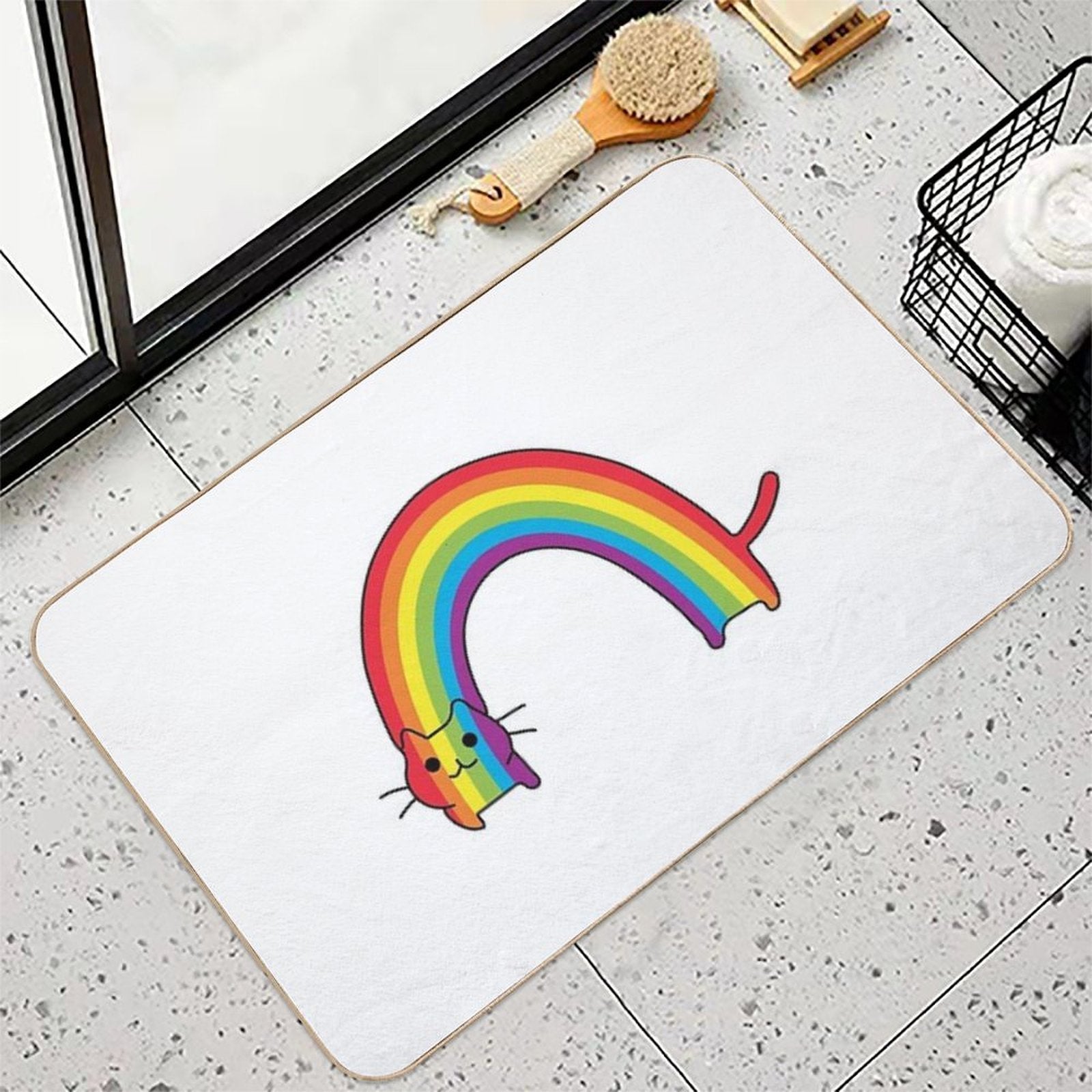 Rainbow Cat  Pet-Safe Bath Mat
