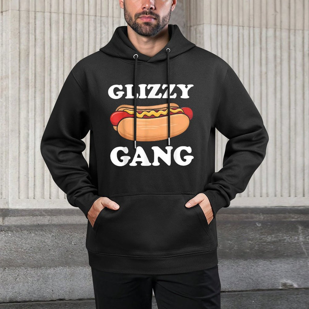 Glizzy Gang Funny Hot Dog Saying Glizzie Gobbler Meme Men Women Adjustable Hood Hoodie