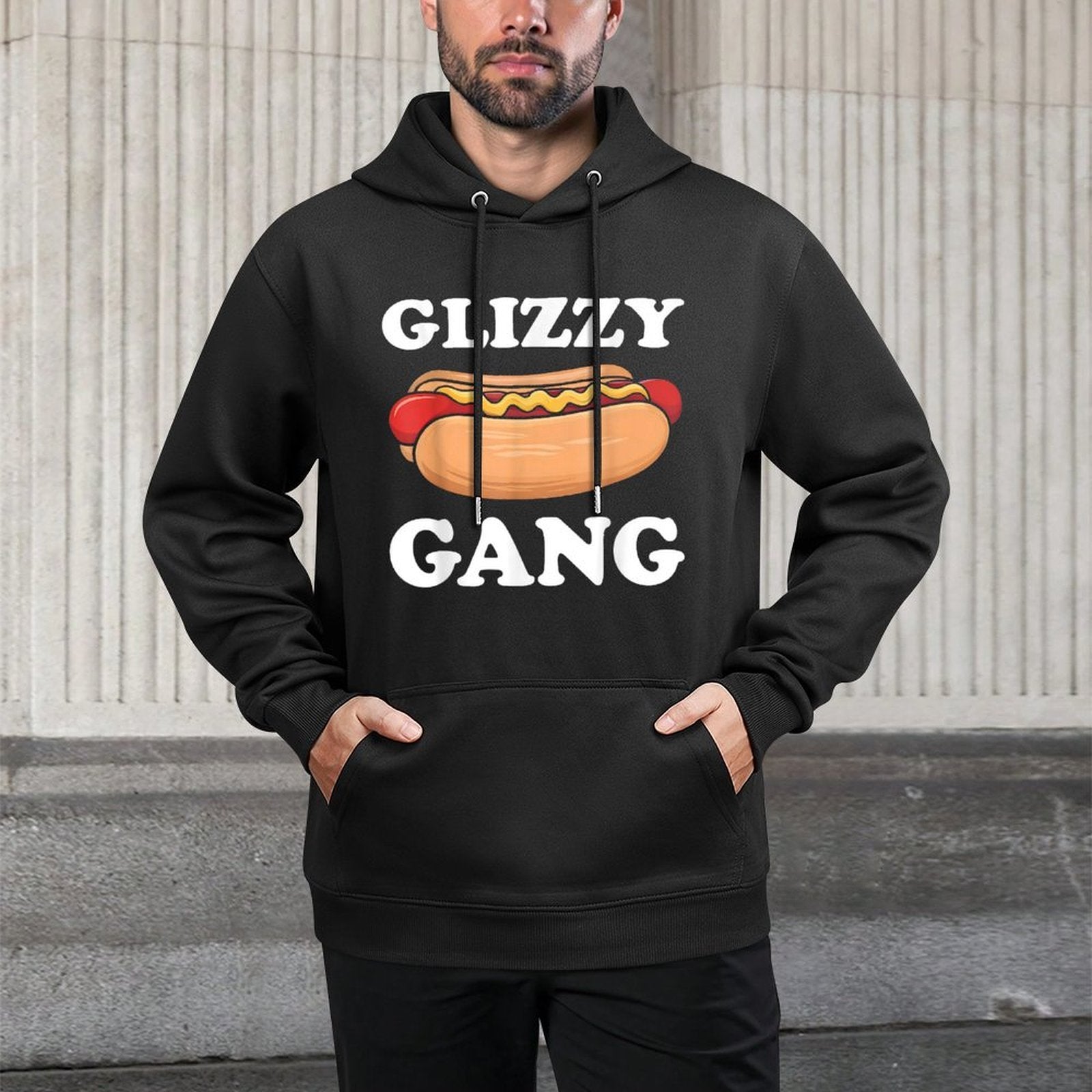 Glizzy Gang Funny Hot Dog Saying Glizzie Gobbler Meme Men Women Adjustable Hood Hoodie