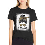 Mom Life Bleached Mom Life Leopard Messy Bun  Breathable T-Shirt