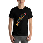 Funny Christmas Trumpet Tree Xmas Trumpet Player Gift  Heathered Texture T-Shirt