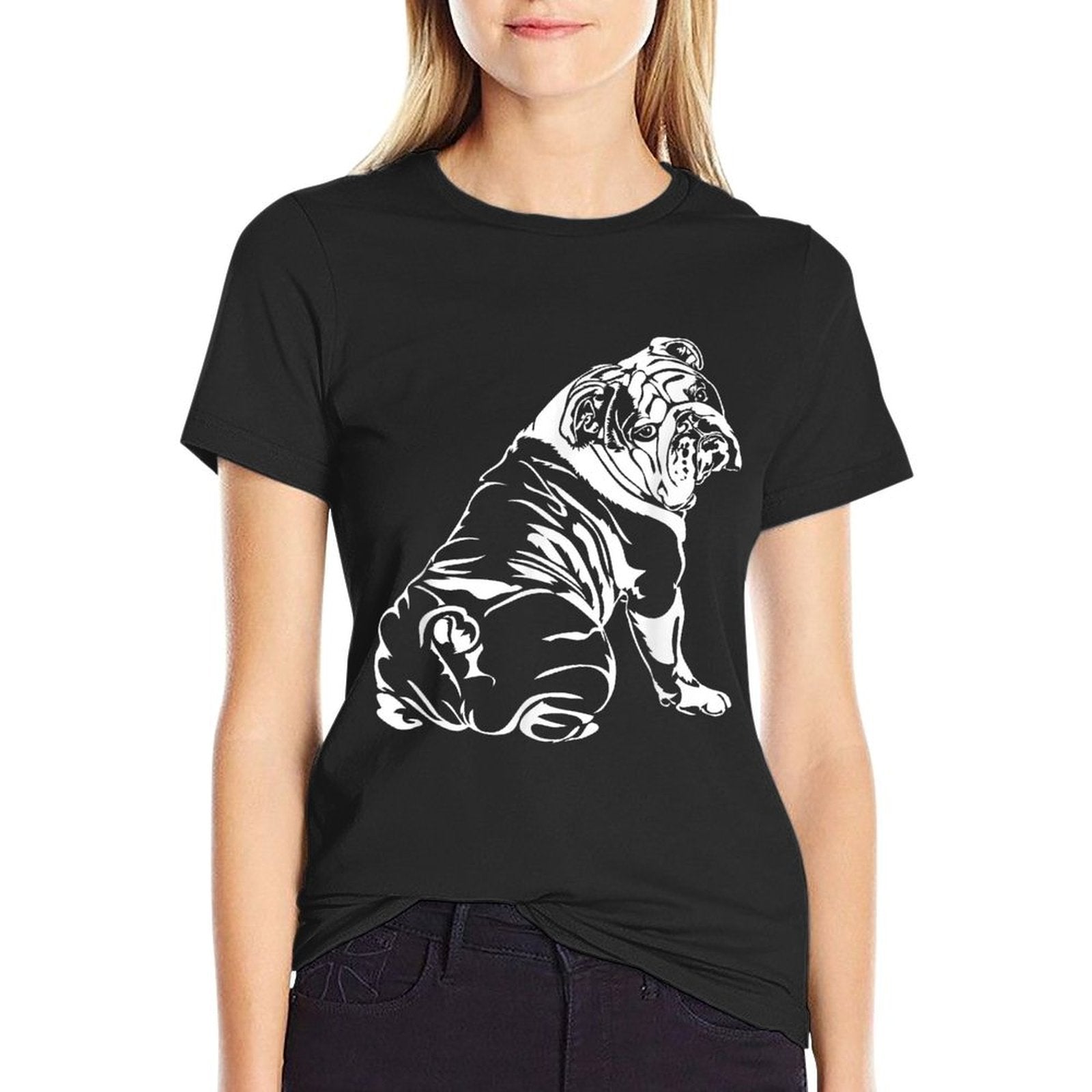 Funny English Bulldog Dog Hund Men Women Girls Kids  Wrinkle-resistant T-Shirt