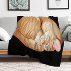 Sleeping Curled Orange Ginger Tabby Cat Shrink-resistant Throw Blanket