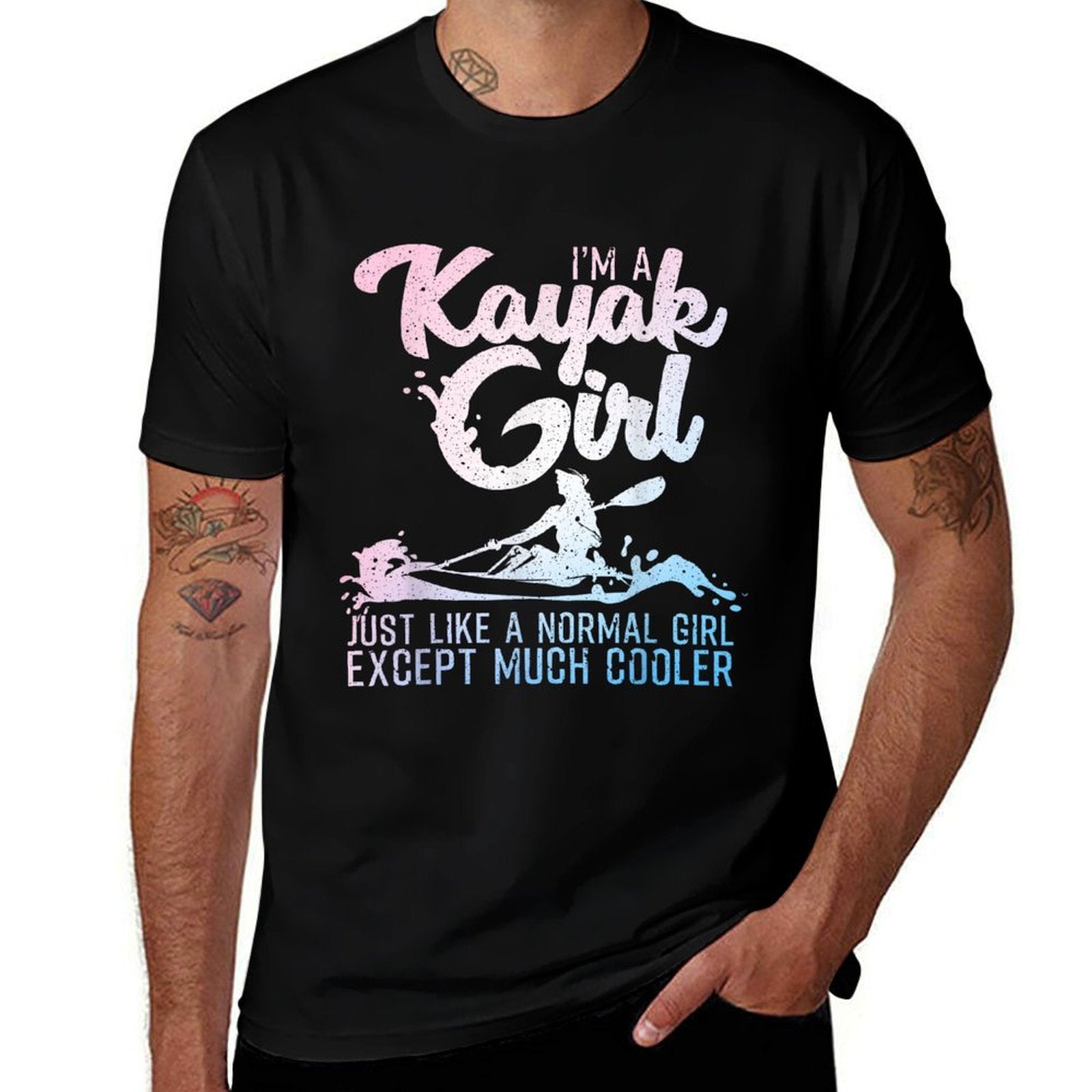 Unique Kayak Gift Oar Kayaking Accessories  Stuff Funny Kayak Girl Art Womens Black  Fade-proof Color T-Shirt
