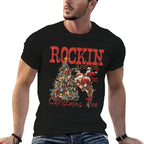 Rockin Around Christmas Cowboy Tree Santa Ride Horse Pajama  Breathable T-Shirt