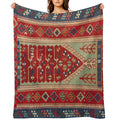 Antique Turkish Carpet Kilim Print Durable Throw Blanket