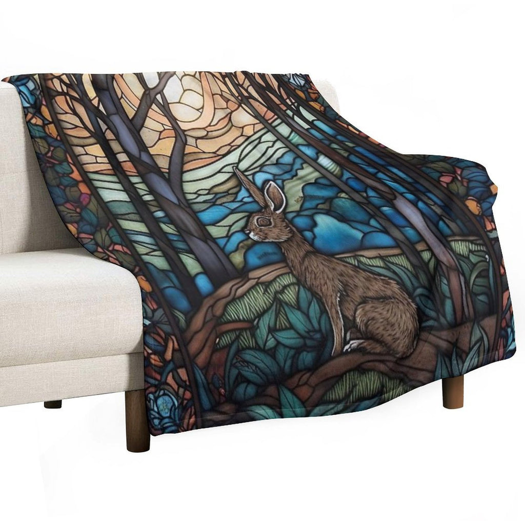 Stained Glass Hare And Moonbeams Eco-conscious Throw Blanket