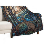 Stained Glass Hare And Moonbeams Eco-conscious Throw Blanket
