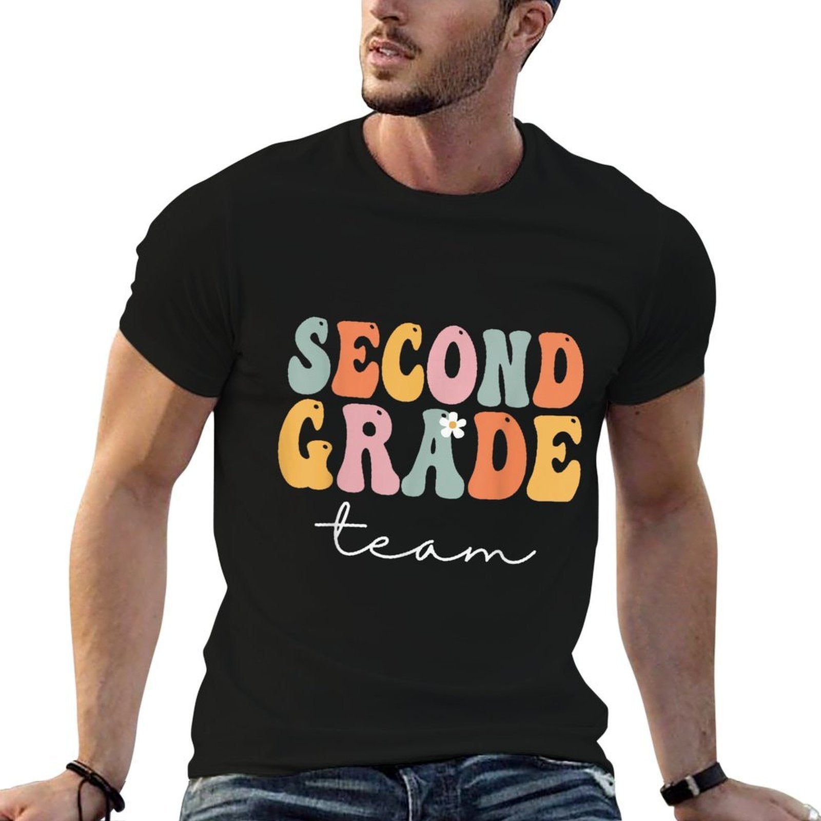 Second Grade Team Retro Groovy Vintage First Day Of School  Stretchy T-Shirt