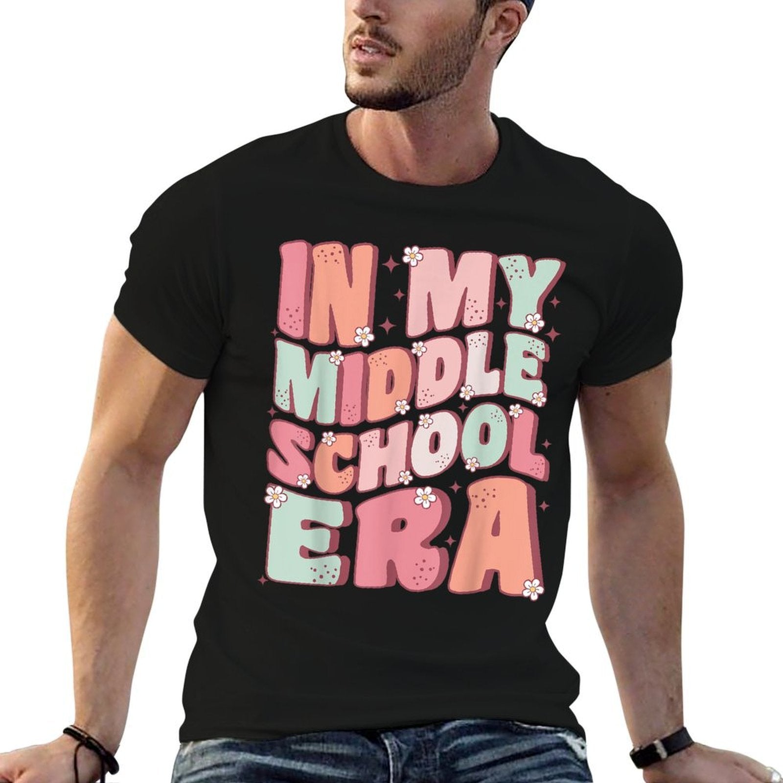 In My Middle School Era Cute Groovy First Day Back to School  High-quality Stitching T-Shirt