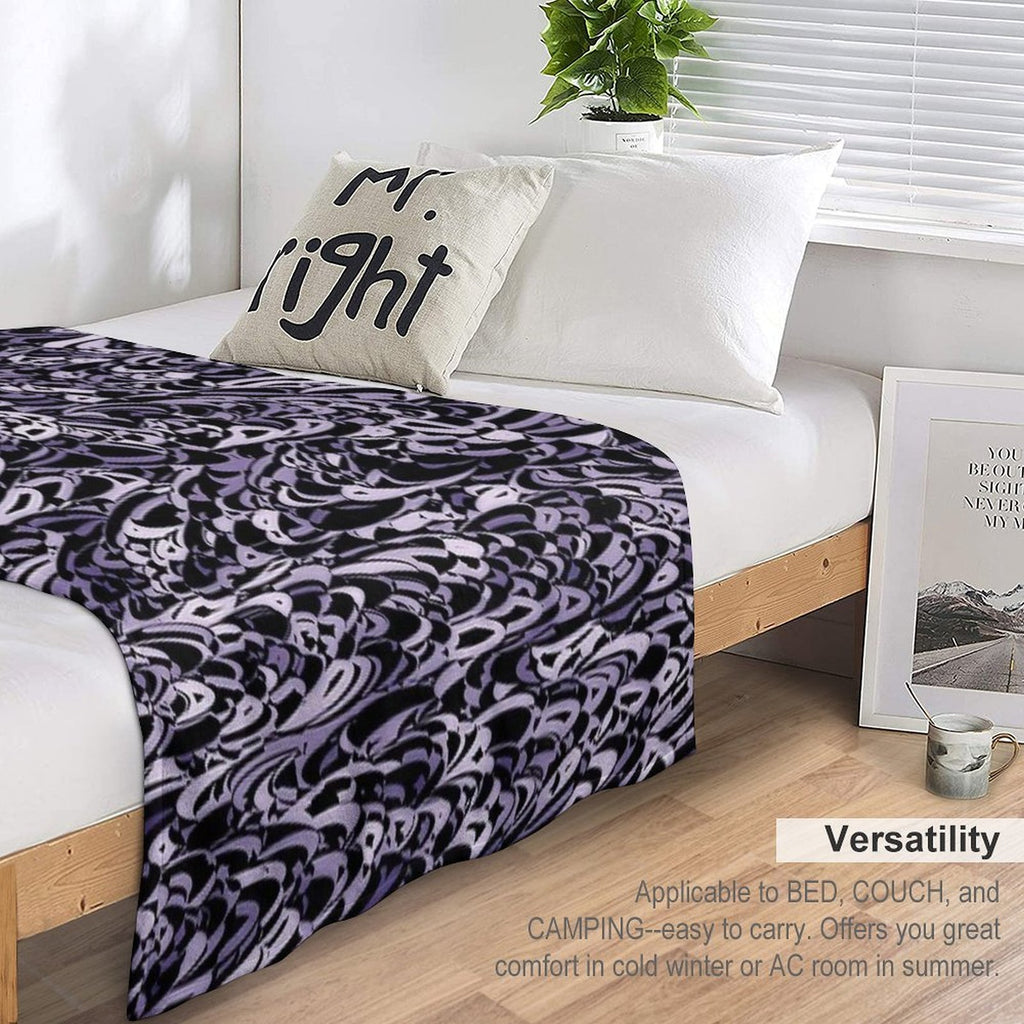 Abstract Purple Black - 7894 Plush Throw Blanket