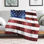 USA Flag Red Blue Faux Sparkles Glitters 4th of July Patriotic Girly Design (Photo of Glitter - Not Reflective) All-season Throw Blanket