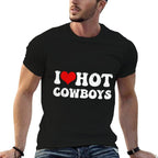 I Love Hot Cowboys I Heart Hot Cowboys Funny Western Country  Moisture-wicking T-Shirt