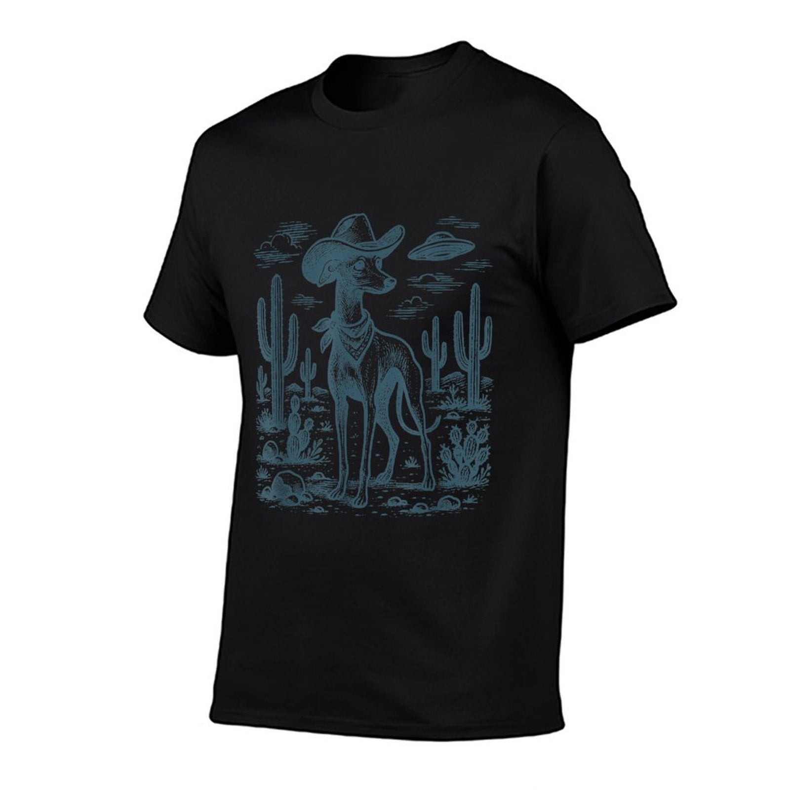 Vintage Italian Greyhound Cowboy UFO Whippet Iggy Sighthound  Heathered Texture T-Shirt