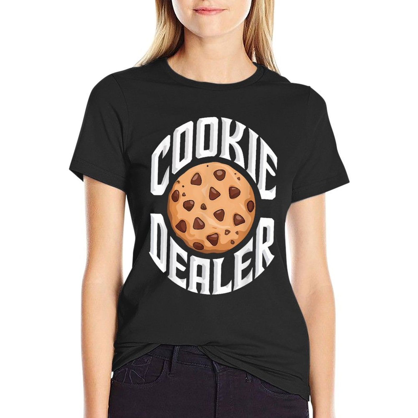 Cookie Dealer Funny Kids Men Women Cookie Baking Crew  Rolled Sleeves T-Shirt