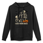 Funny Skeleton Halloween, Bone I Got Your Back Shape Retention Hoodie
