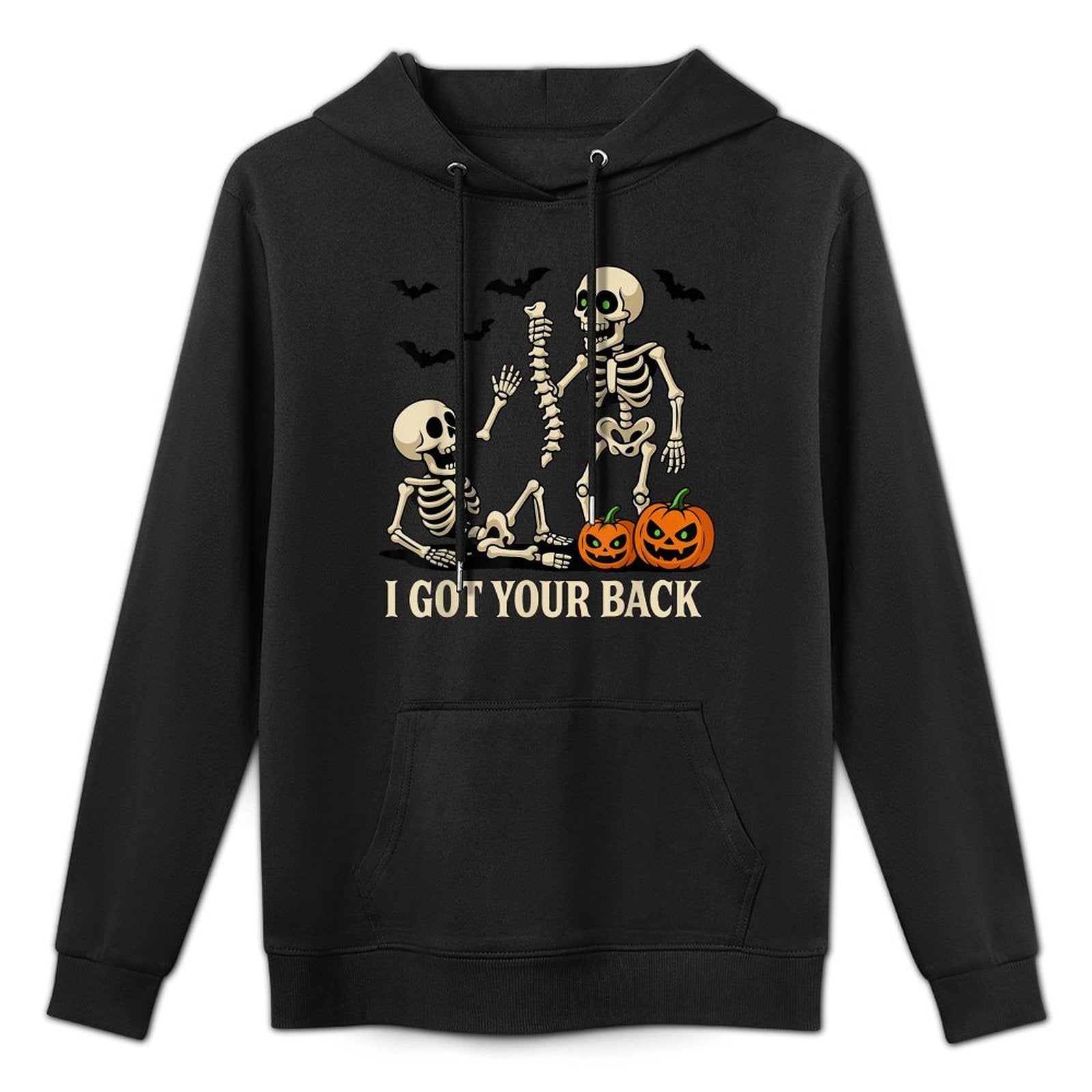 Funny Skeleton Halloween, Bone I Got Your Back Shape Retention Hoodie
