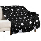 Black White Stars Wrinkle-free Throw Blanket