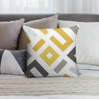 Mustard & Grey Geometric Soft Anti-Pilling Throw Pillow