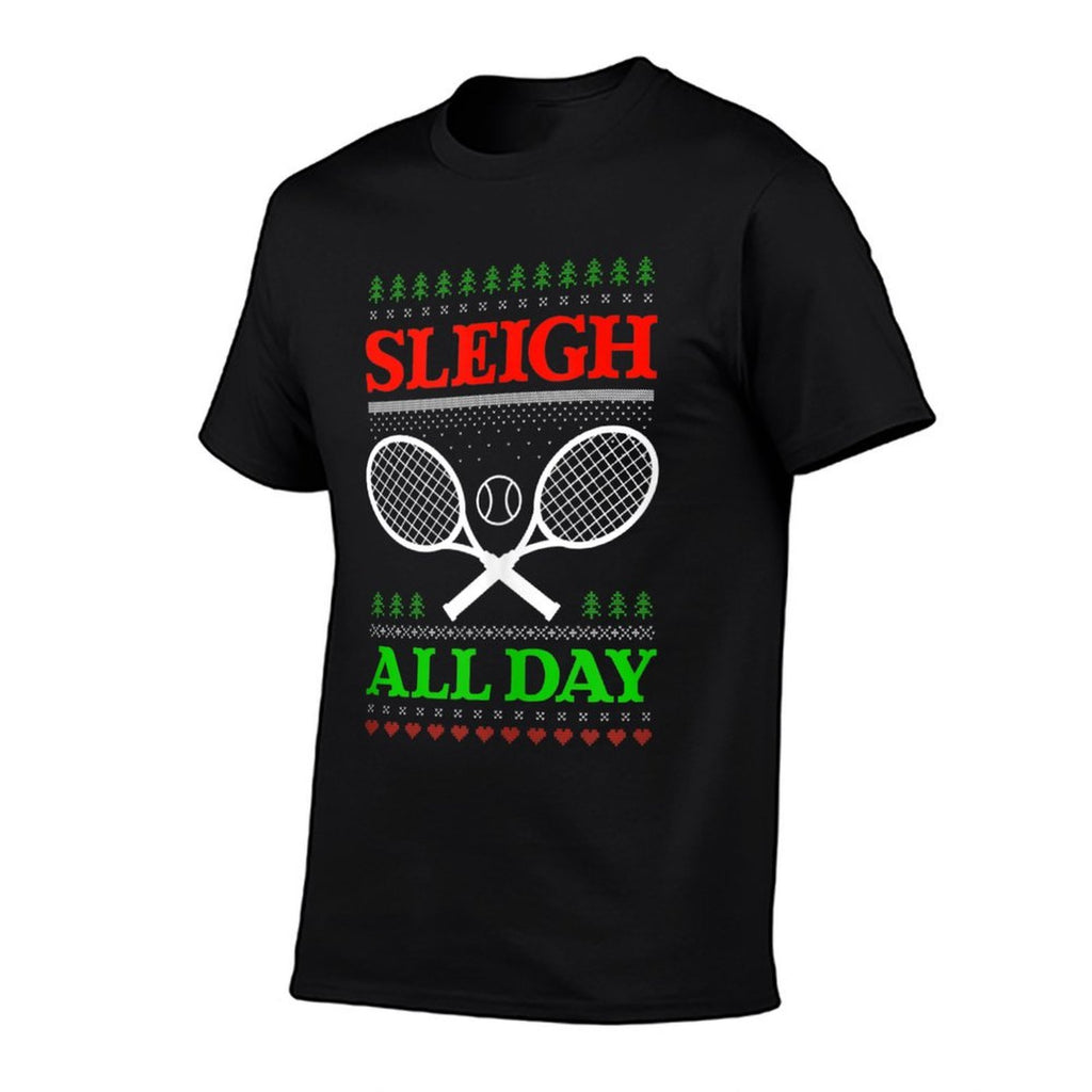 Sleigh All Day Design Christmas Tennis  Fade-proof Color T-Shirt