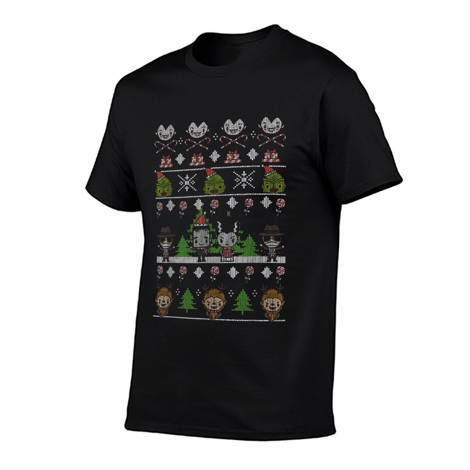 Universal Monsters Christmas Group Ugly Sweater Style  Eco-friendly Material T-Shirt