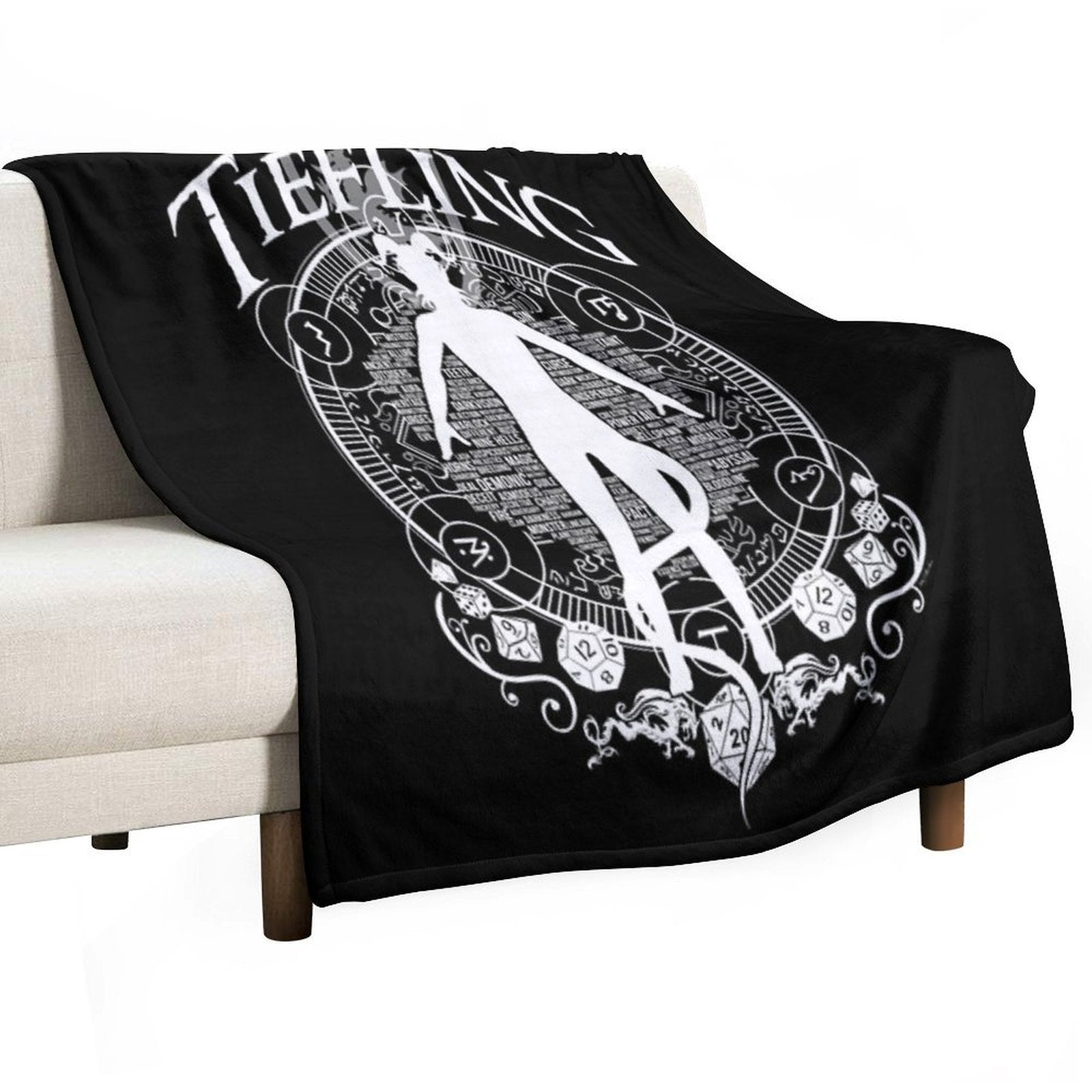 Tiefling - White Travel-friendly Throw Blanket