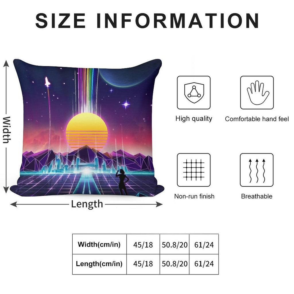 Neon Sunrise Soft Bedroom Essential Throw Pillow