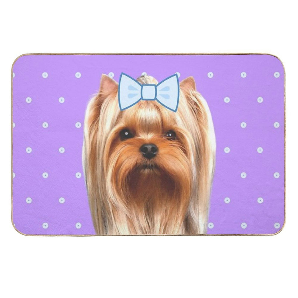 Cute Purple Yorkshire  Absorbent Bath Mat