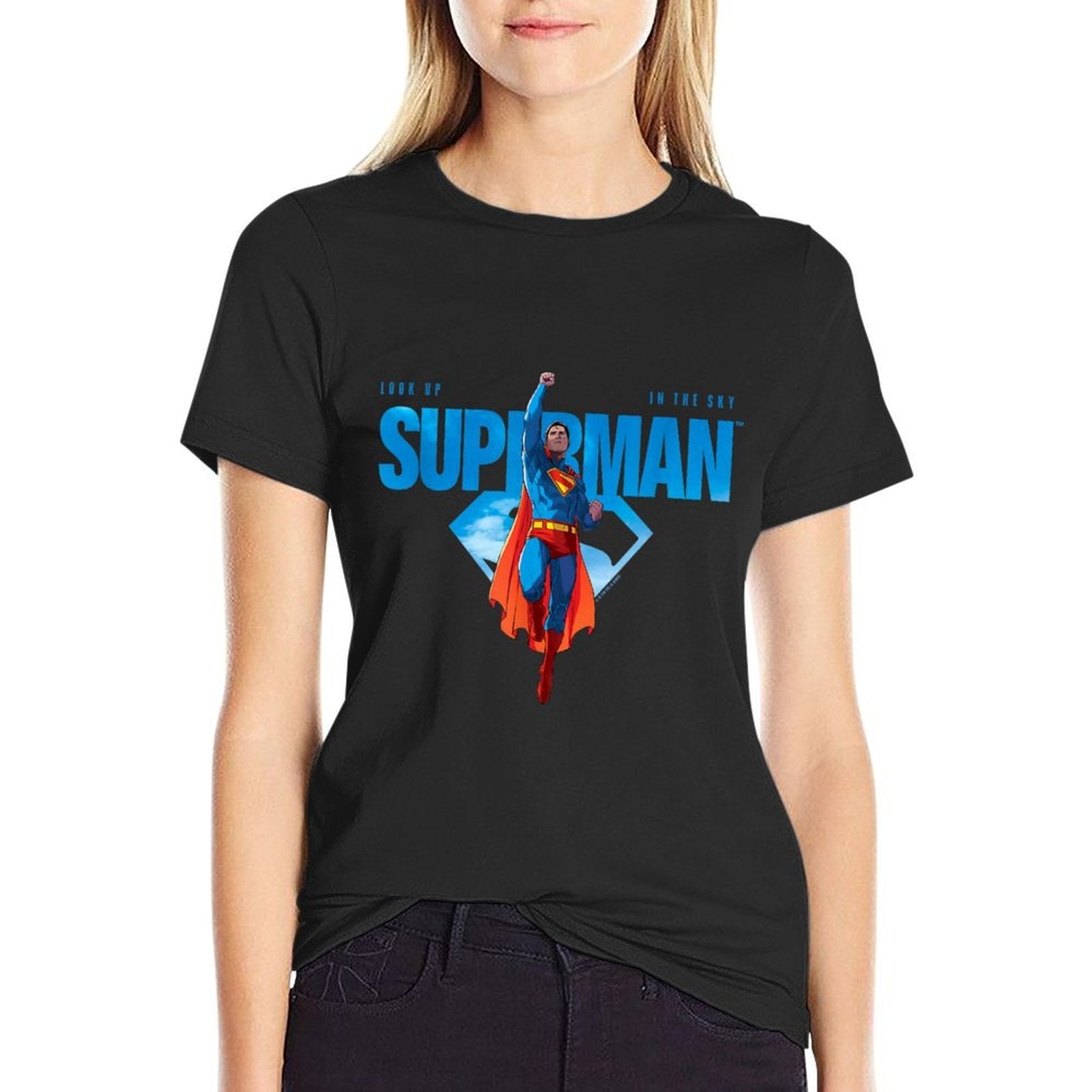 Superman (2025) Look Up In The Sky Superman Logo  Lightweight T-Shirt