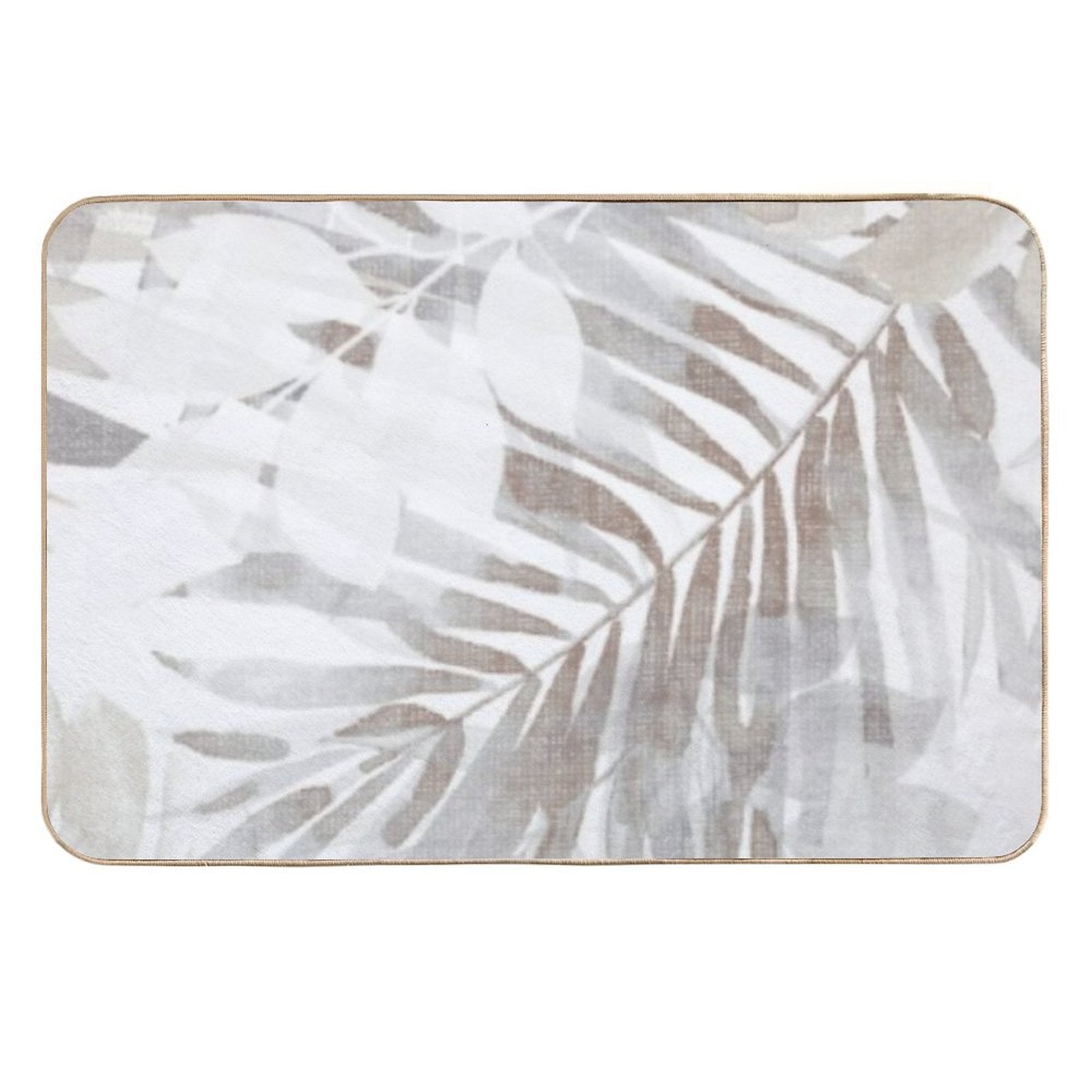 Beige Leaves Durable Bath Mat