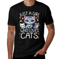 Just A Girl Who Loves Cats Cute Cat Lover  Trendy Pattern T-Shirt