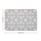 Mid Century Modern Flowers & Leaves, Cute Retro Pattern, Grayish Blue  Anti-Trip Bath Mat
