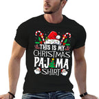 This Is My Christmas Pajama Funny Xmas PJs Men Women  Ribbed Collar T-Shirt