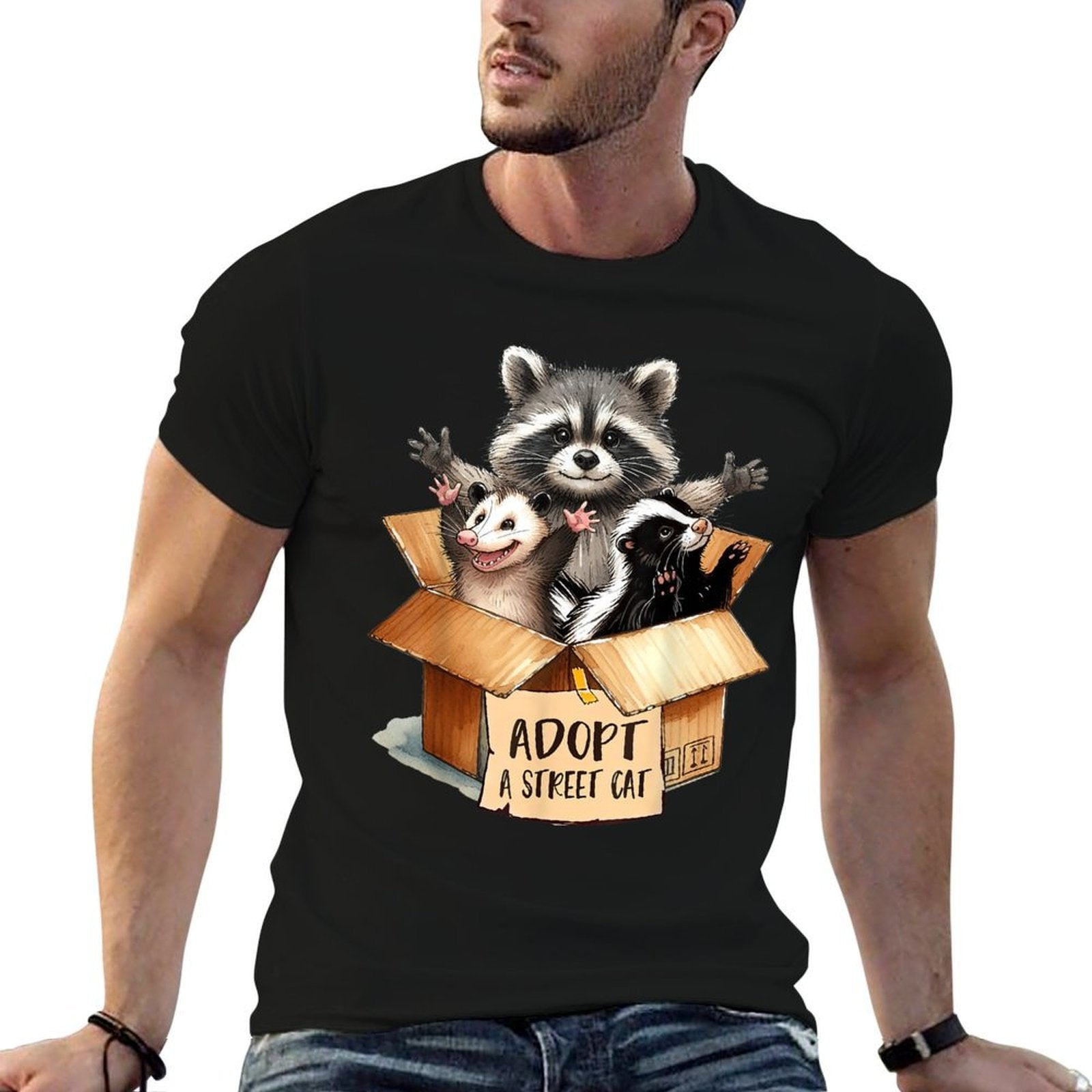 Team Trash Opossum Racoon Skunk Lover Adopt A Street Cat for Men Women  Summer-ready Fabric T-Shirt