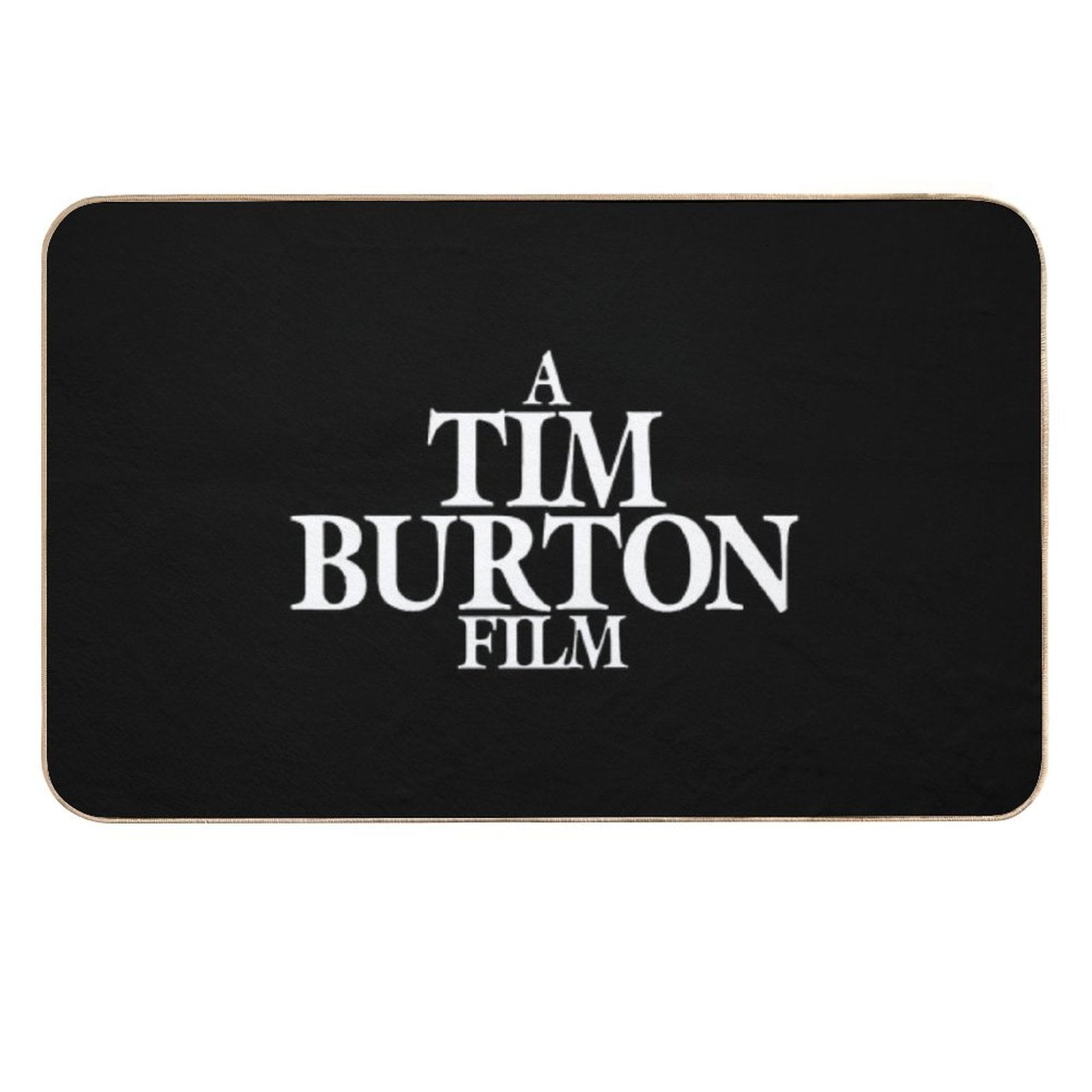 A Tim Burton Film  White on Black  Non-Slip Bath Mat