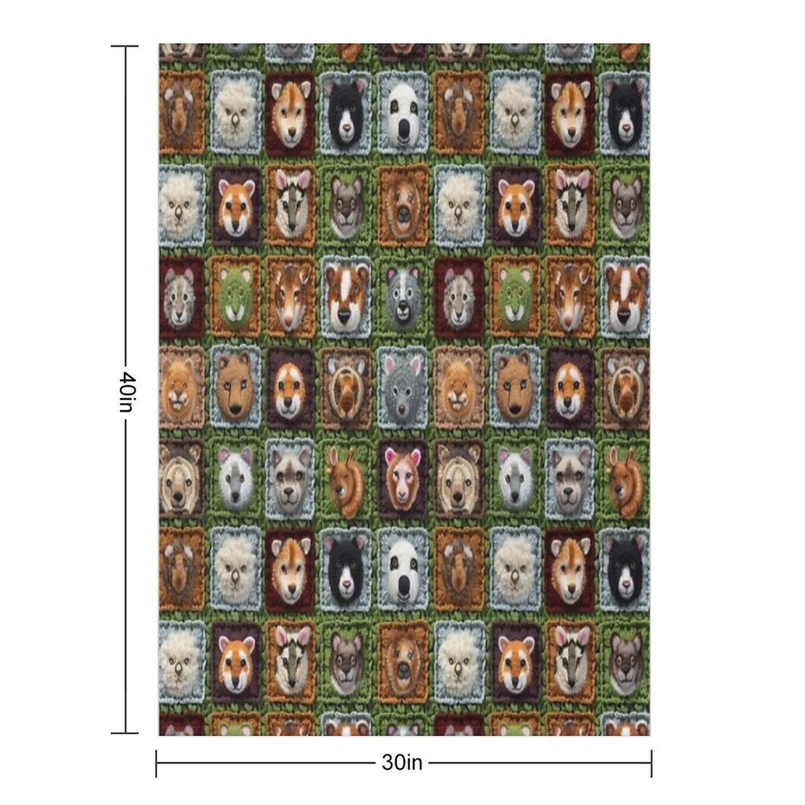 Wildlife Parade Colorful Animal Crochet Seamless Pattern Gift-ready Throw Blanket