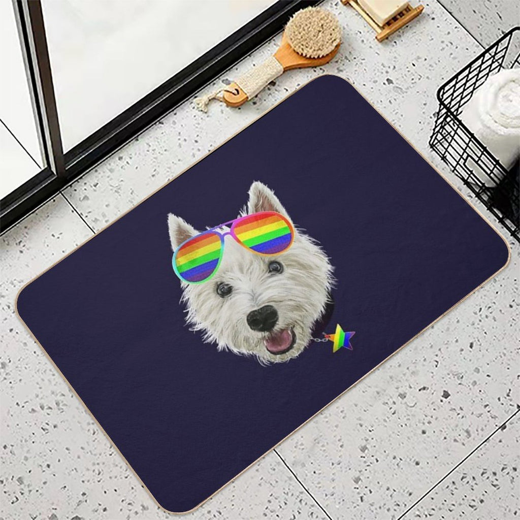Gay Pride Westie LGBT Dog Sunglasses Durable Bath Mat