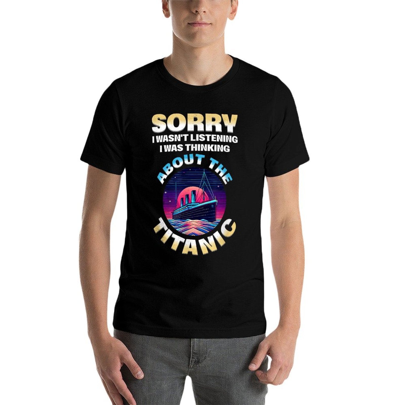 Sorry I Was Thinking About The Titanic Funny Kids Boys  Oversized Silhouette T-Shirt