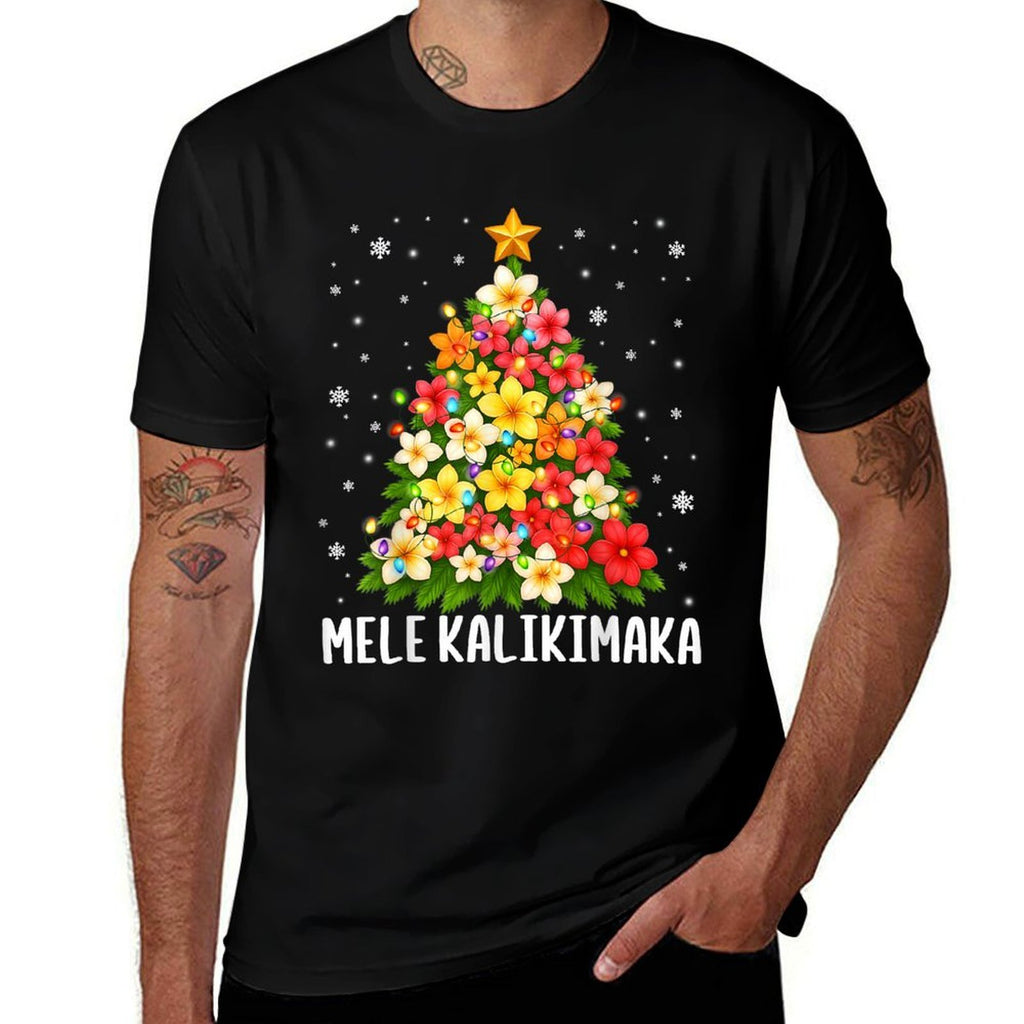 Mele Kalikimaka Christmas Tree Hawaiian Floral Pjs Xmas Wome  Odor-resistant T-Shirt