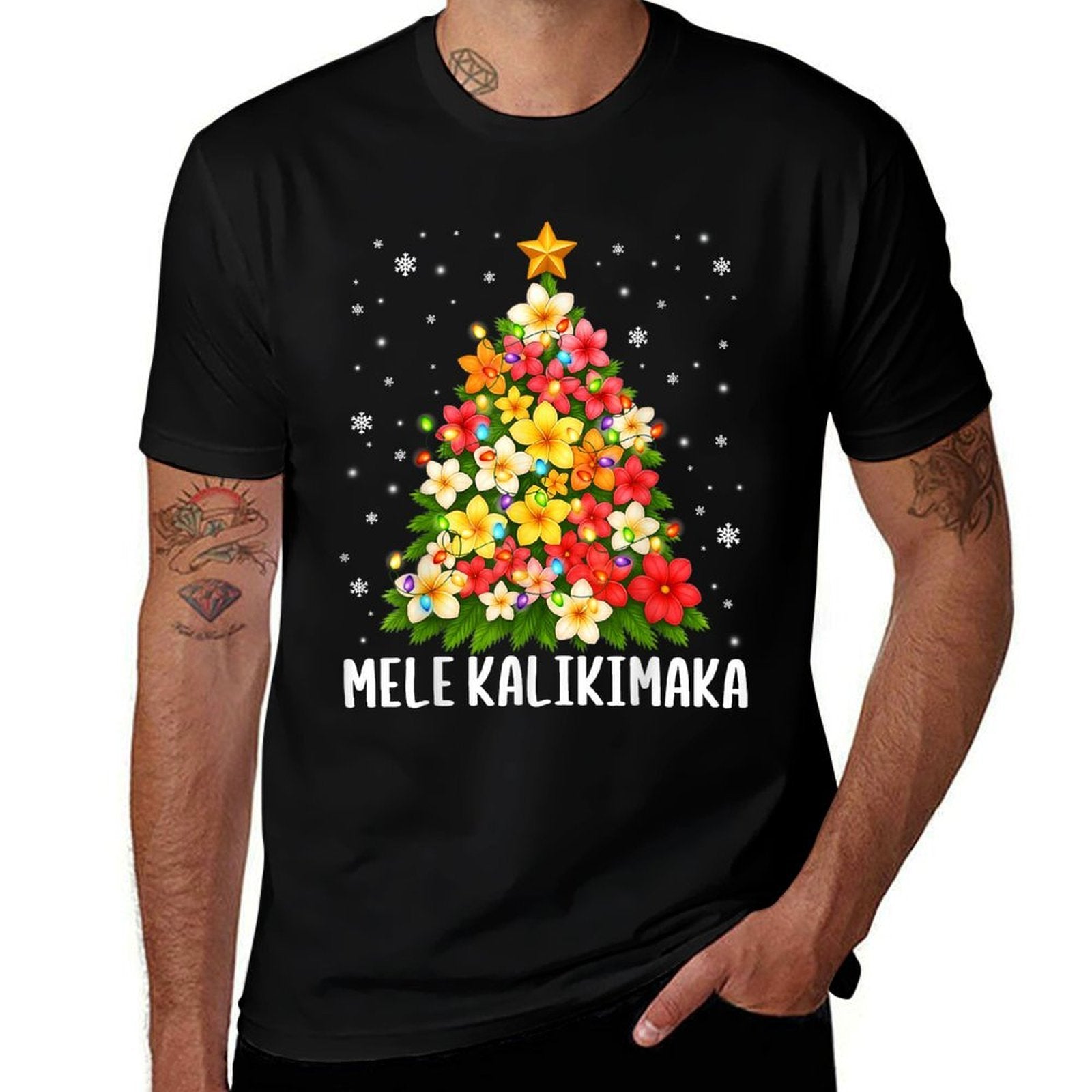 Mele Kalikimaka Christmas Tree Hawaiian Floral Pjs Xmas Wome  Odor-resistant T-Shirt