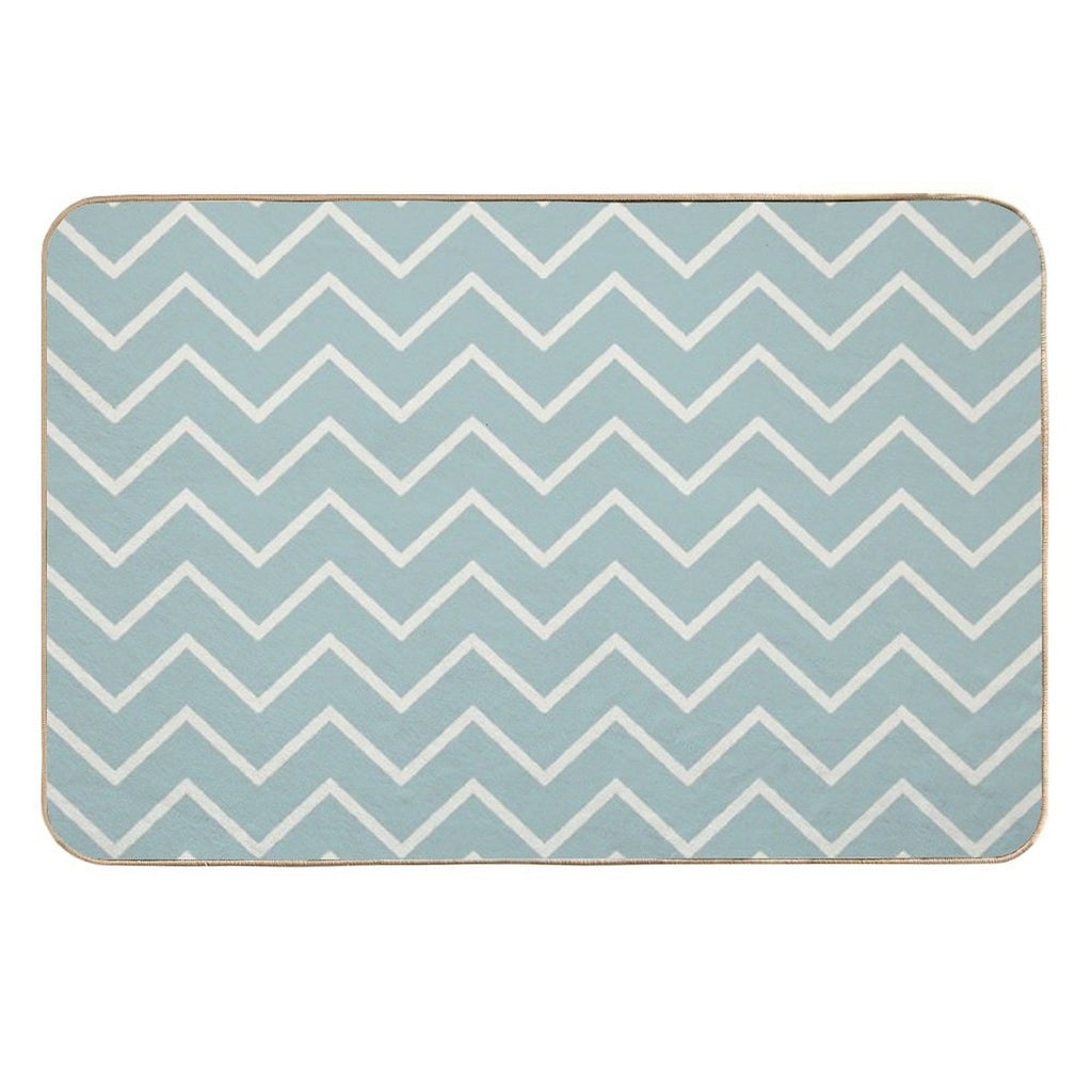 A Beautiful Geometric Aqua  Cream-pattern Durable Bath Mat