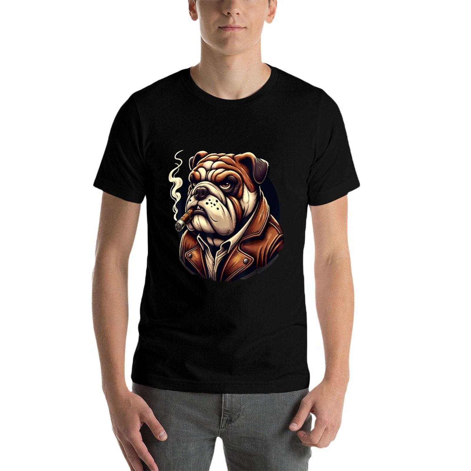 English Bulldog Smoking Cigar  Stretchy T-Shirt
