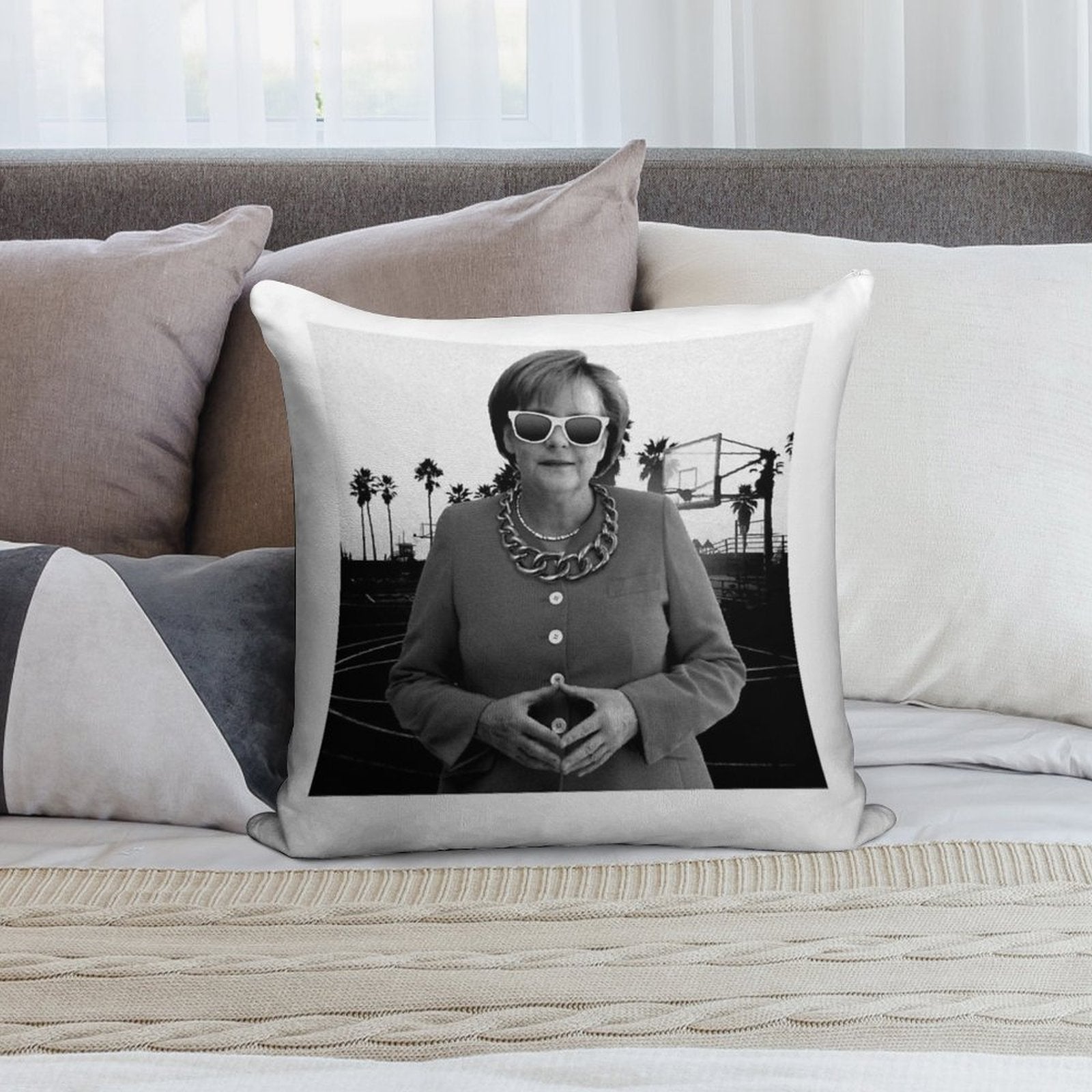 Swagela Merkel - Dark Soft Washable Throw Pillow