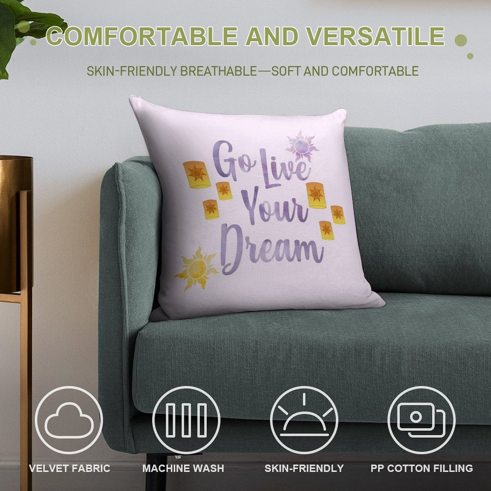 Go Live Your Dream Tangled Soft Gift Ready Throw Pillow