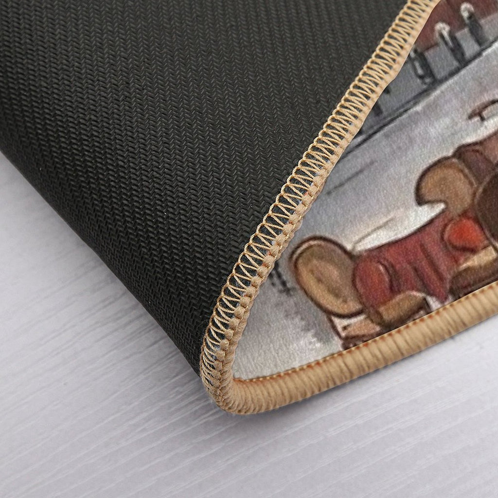 Paris Painting of Street Café And Eiffel Tower in Background  Non-Slip Bath Mat