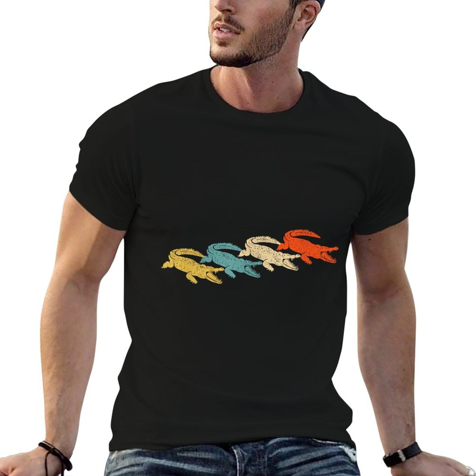 Retro Crocodile Alligator  Graphic-printed T-Shirt