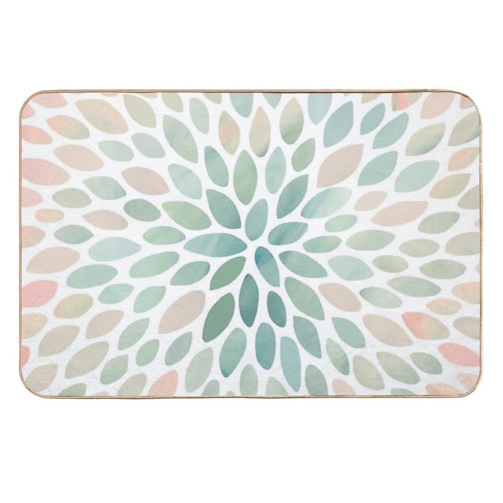 Floral Bloom Pattern, Coral, Peach, Green  Toxin-Free Bath Mat