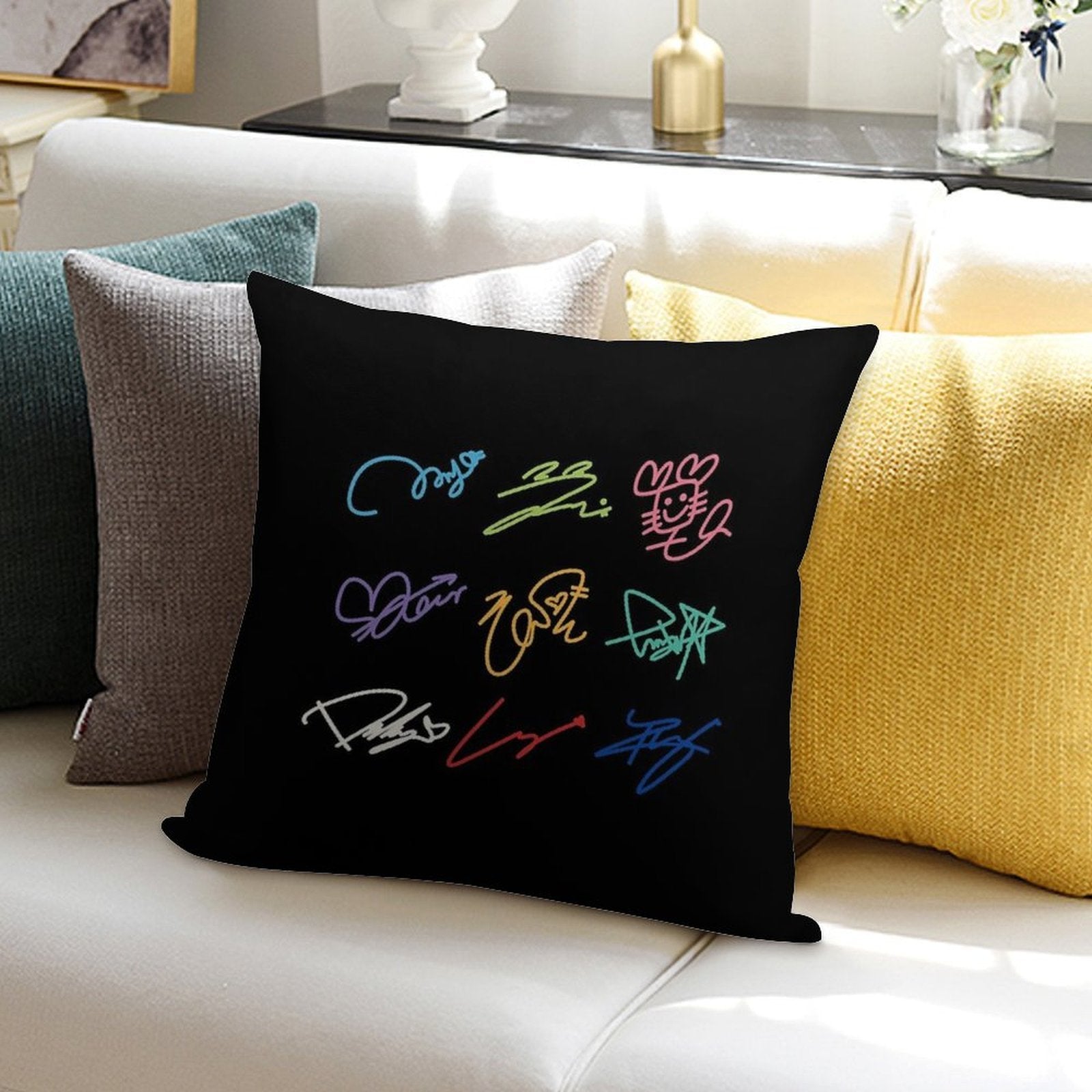 TWICE SIGNATURES Soft Hidden Zipper Throw Pillow