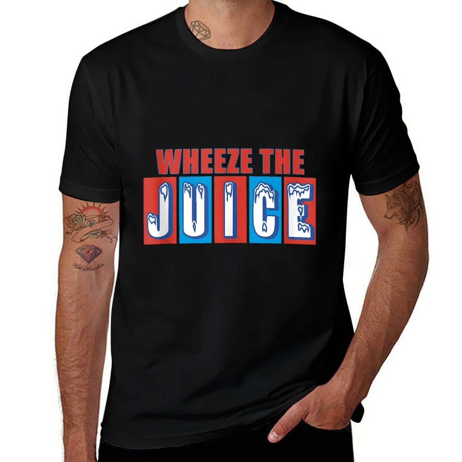 WHEEZE THE JUICE Funny Design  Cotton T-Shirt