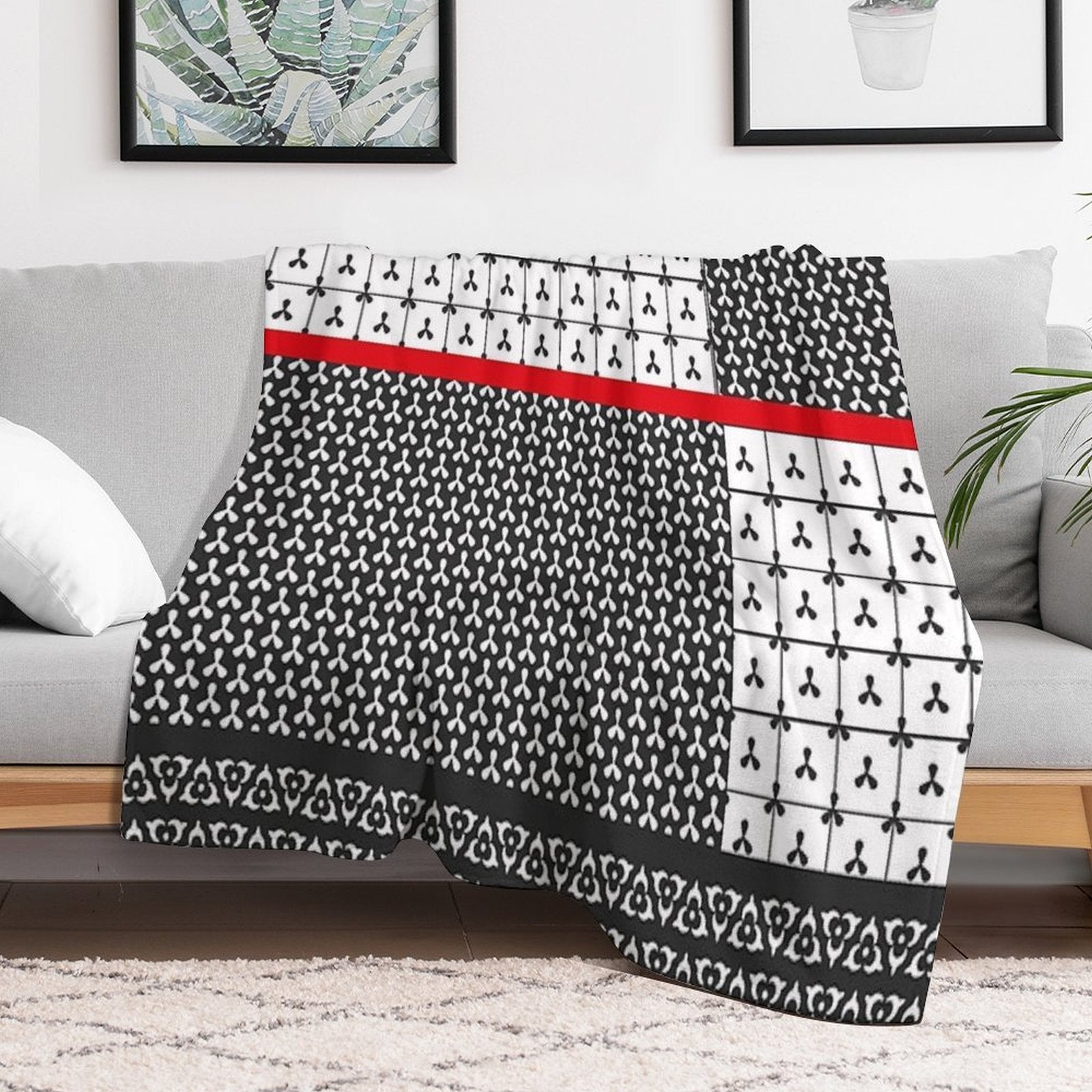 Shibori Japanese Geometric Motif Patchwork Anti-pilling Throw Blanket